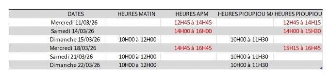 HORAIRE CARTE SOUPLESS - ESF Le Revard